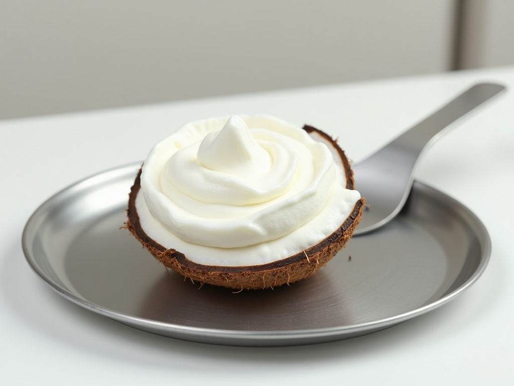 Bowl of creamy white coconut yogurt